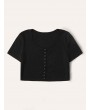 Popper Ribbed Detail Crop Top