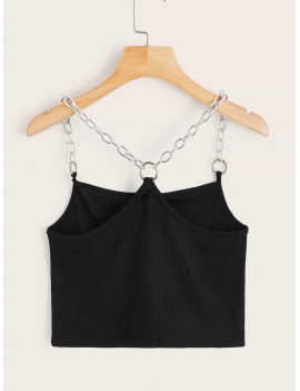 Solid Ribbed Chain Cami Top