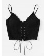 Eyelet Lace Up Zipper Back Cami Top