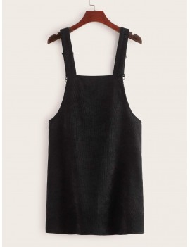 Patched Pocket Front Corduroy Pinafore Dress