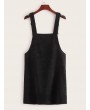 Patched Pocket Front Corduroy Pinafore Dress