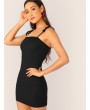 Solid Knot Strap Fitted Dress