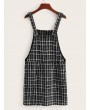 Buttoned Detail Tweed Pinafore Dress