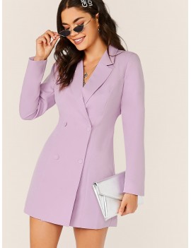 Notched Collar Double Breasted Blazer Dress