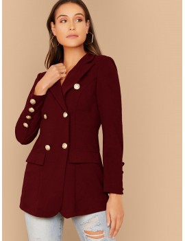 Notch Collar Double Breasted Blazer