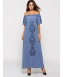 off-shoulder Graphic Embroidered Longline Dress