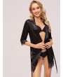 Contrast Lace Robe With Belt