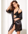 Contrast Lace Satin Robe With Belt