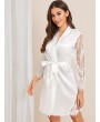 Floral Lace Satin Belted Robe