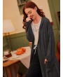 Open Front Pocket Detail Hooded Robe