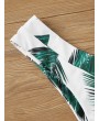 Wrap Halter Top With Palm Print Swimwear Set