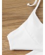 Wrap Halter Top With Palm Print Swimwear Set