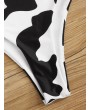 Cow Pattern Bandeau With High Waist Swimwear Set