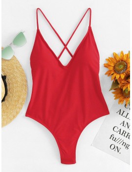 Criss Cross Back Ruched Detail One Piece Swimwear
