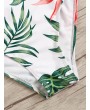 Tropical Print Lace-up Back One Piece Swimsuit