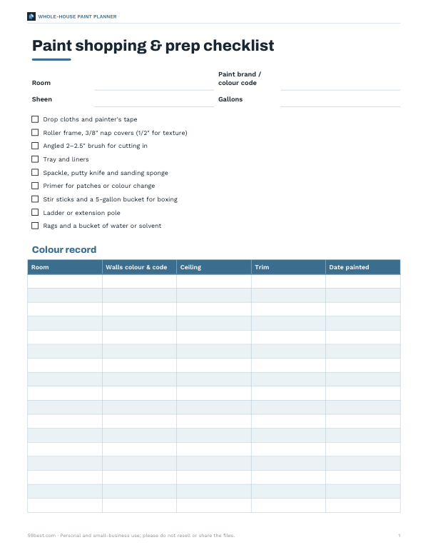 Preview of Printable Paint Shopping and Prep Checklist
